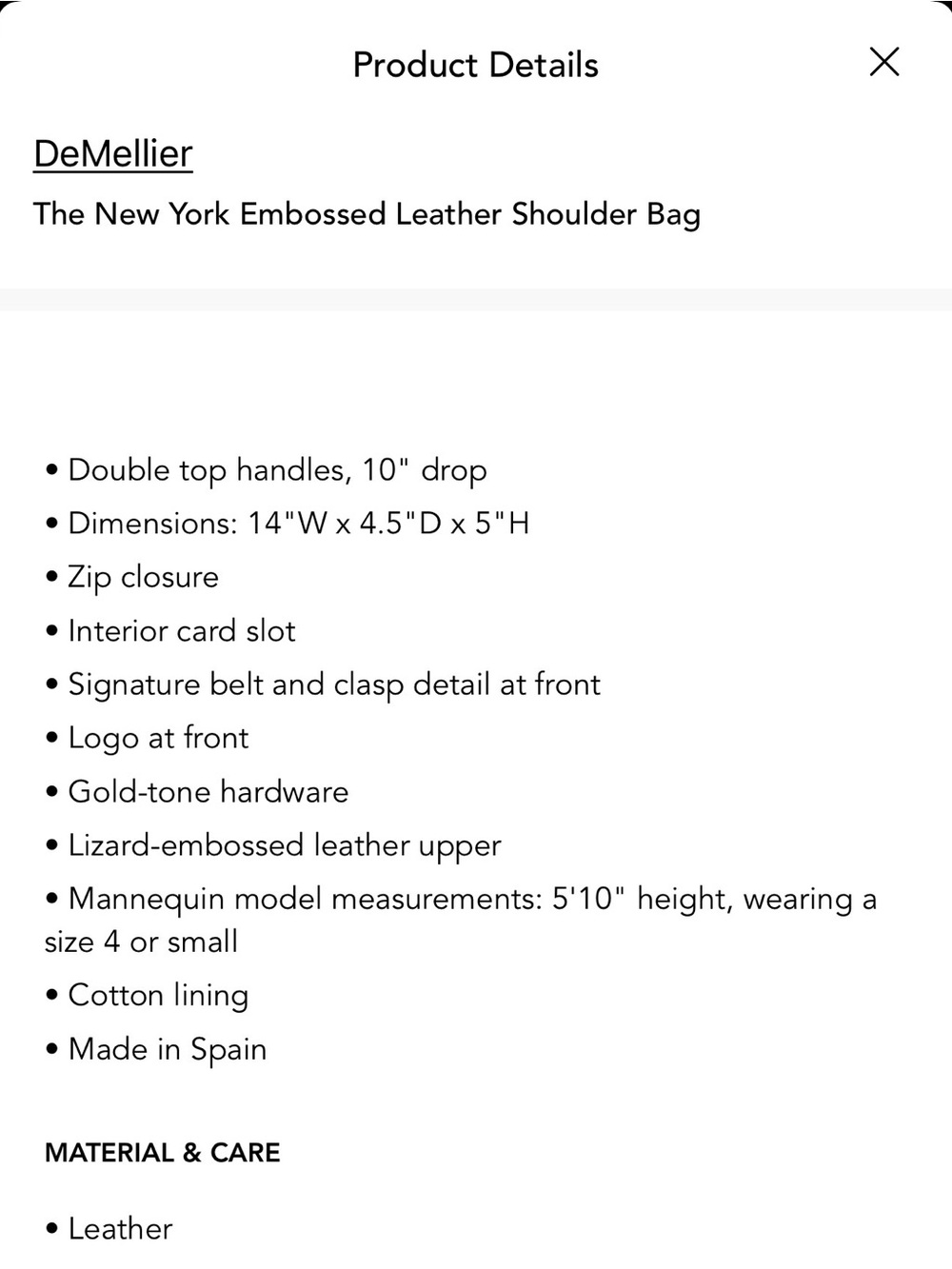 Demellier The New York Lizard Embossed East West Bag - Picture 10 of 10